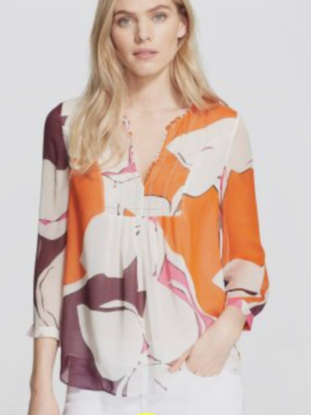 Diane von Furstenberg DVF Silk Abstract Print V-Neck Blouse Top Women's size 4